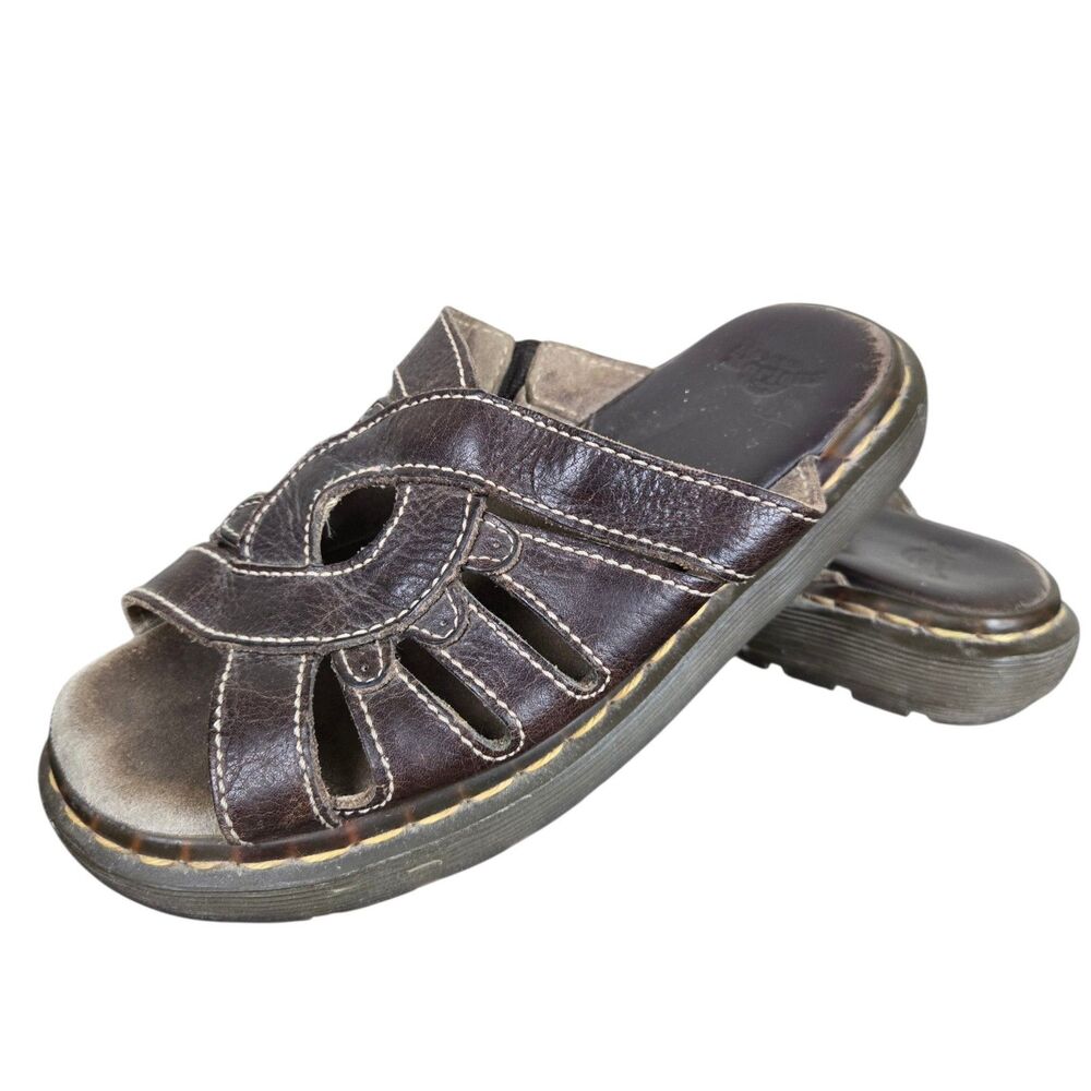 Vintage Dr Doc Martens Slides Sz EU 37 US 6 Leather Chunky Twist Strap Y2K 90s